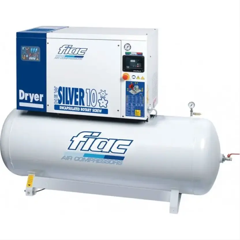 FIAC New Silver D 10 / 300 Silent 7.5 kW 860 L / min 10 bar Elektrische Schroefcompressor met ketel en droger