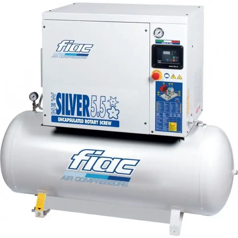 FIAC NewSilver 5.5 / 200 Silent 4 kW 450 L / min 10 Bar Elektrische Schroefcompressor met ketel