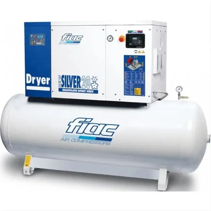 FIAC New Silver D 20 / 500 Silent 15 kW 1900 L / min 10 Bar Elektrische Schroefcompressor met ketel en droger