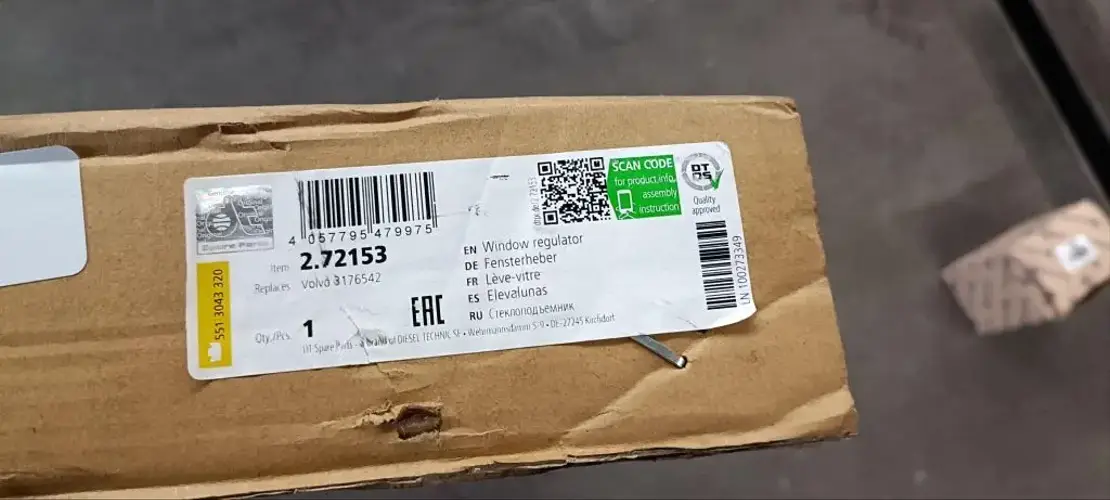 Volvo Raammechanisme Rechts MET Motor 3176542