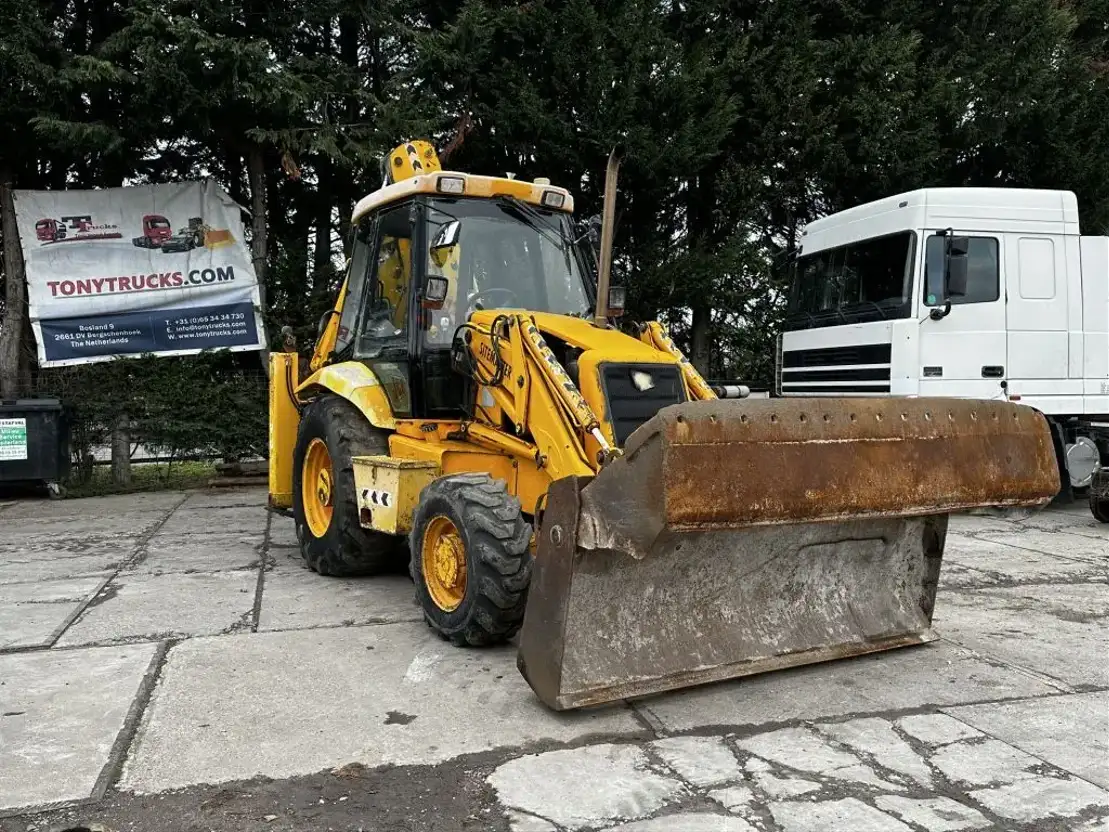JCB 3CX Backhoe loader Telescopic arm Hammerline Graaflaadmachine TrucksNL